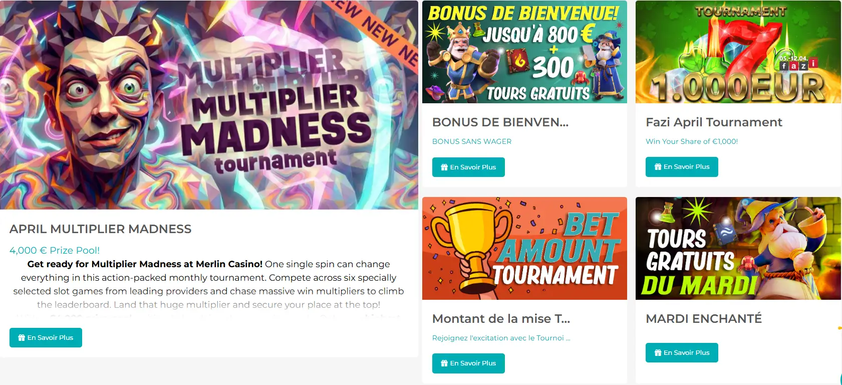 Merlin Casino bonus et gains